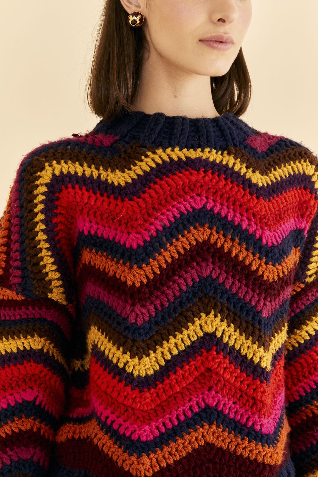 Crochet High Neck Sweater