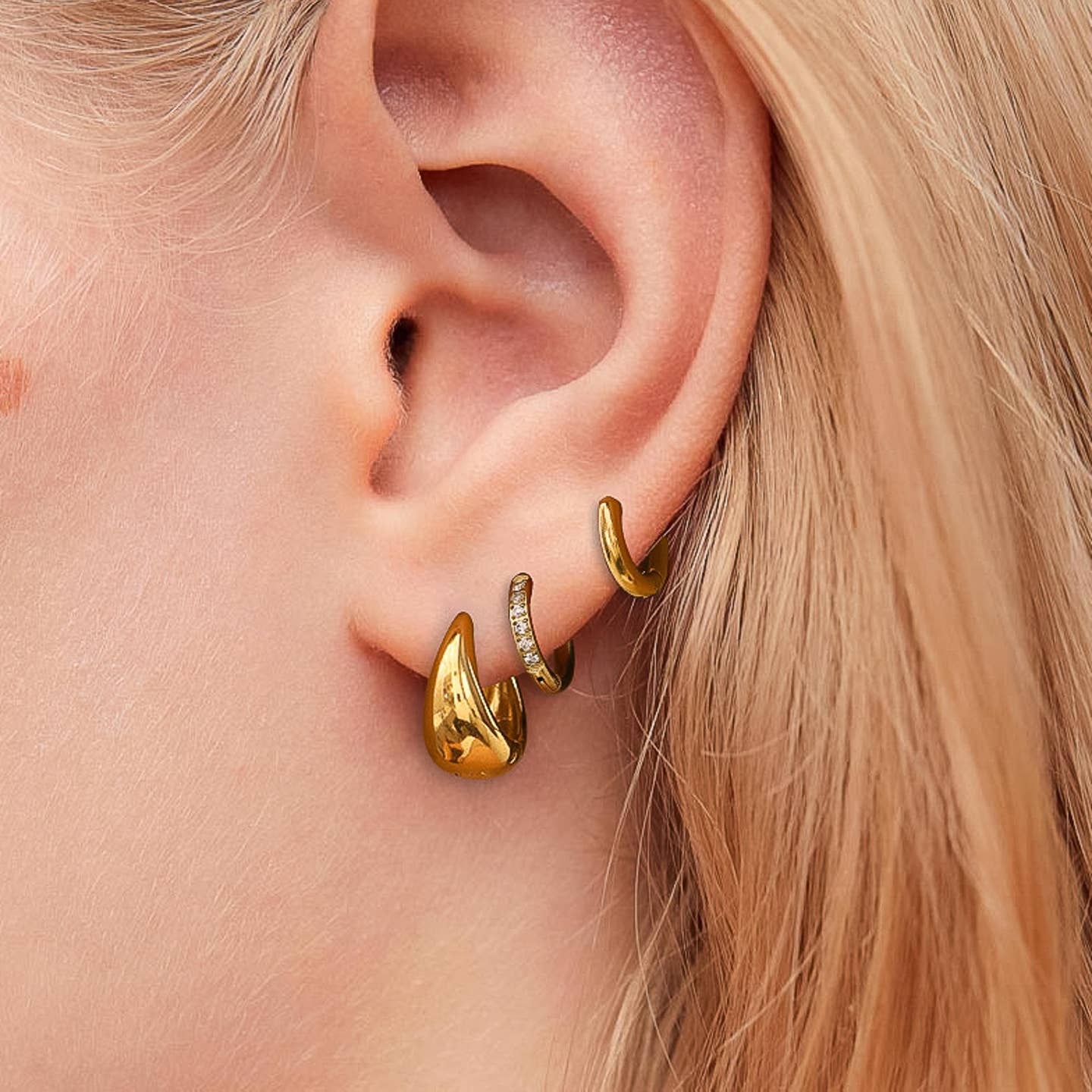 Rayon Glam Hoop Earring Set