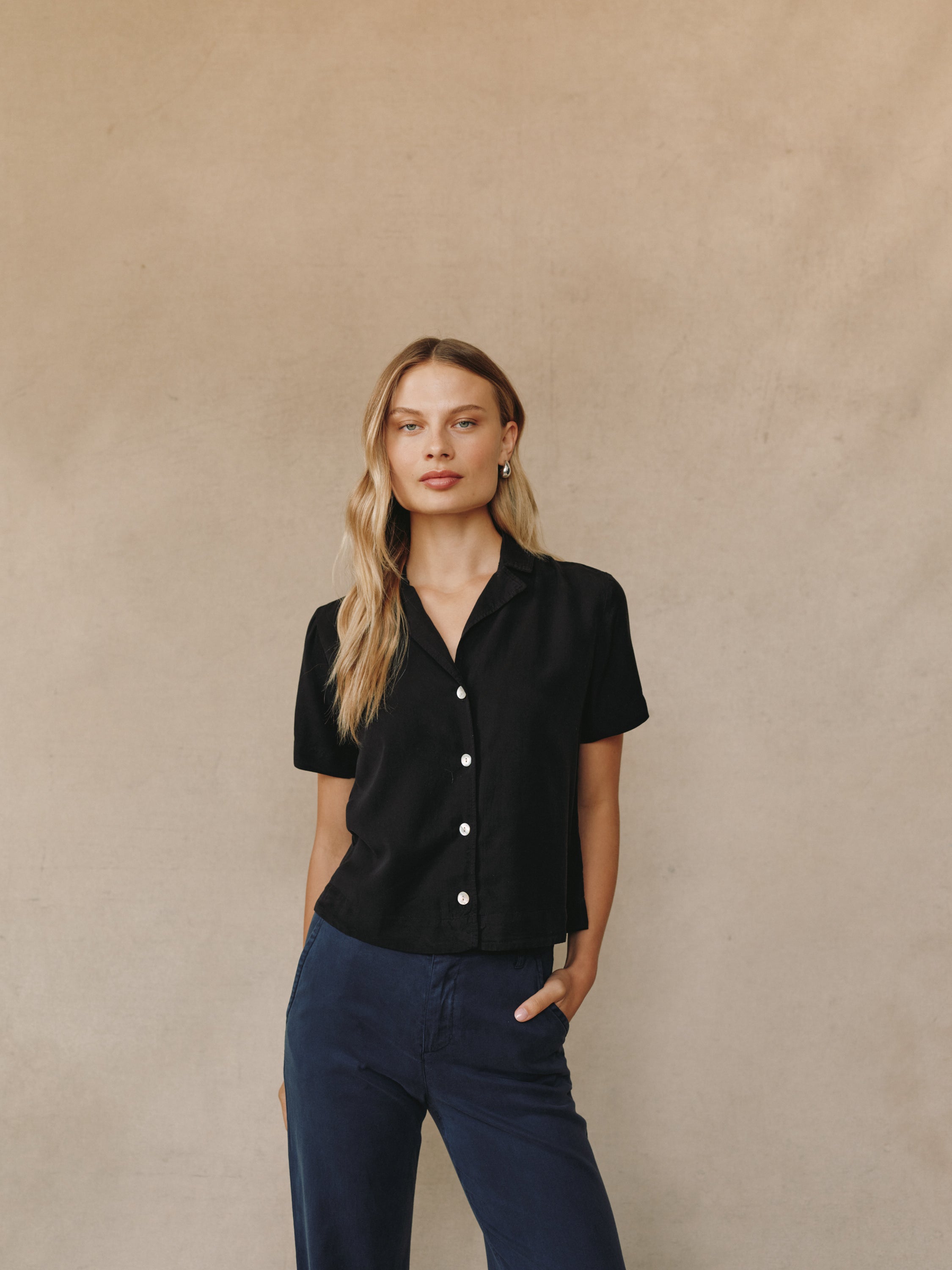 Short Sleeve Flowy Button Down