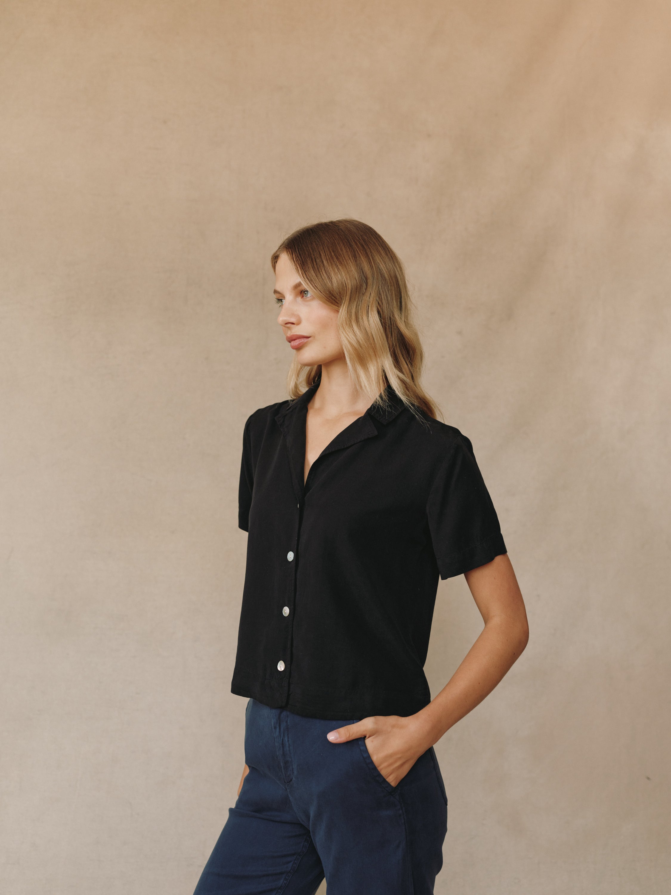 Short Sleeve Flowy Button Down