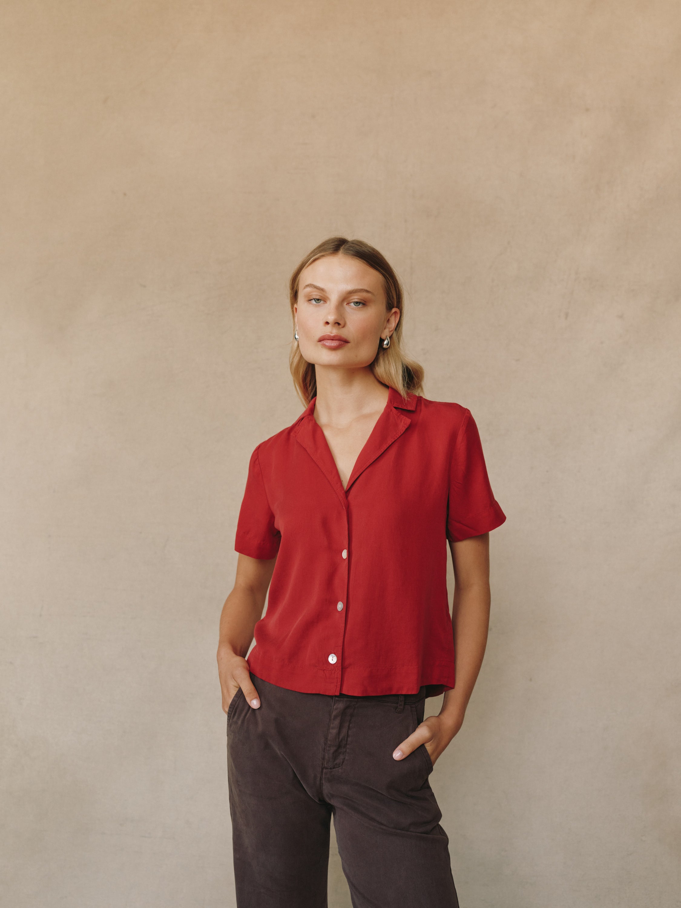 Short Sleeve Flowy Button Down