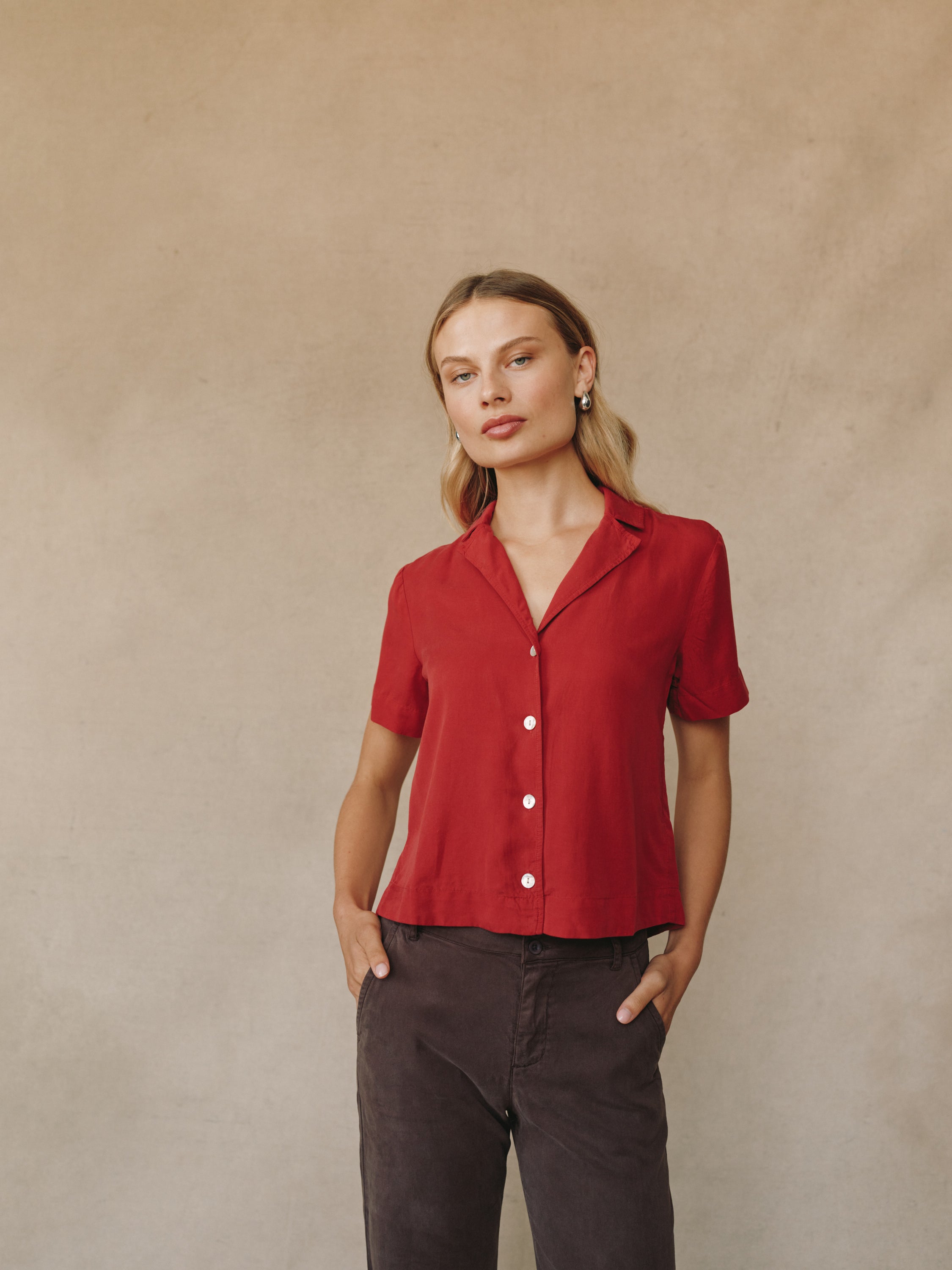 Short Sleeve Flowy Button Down