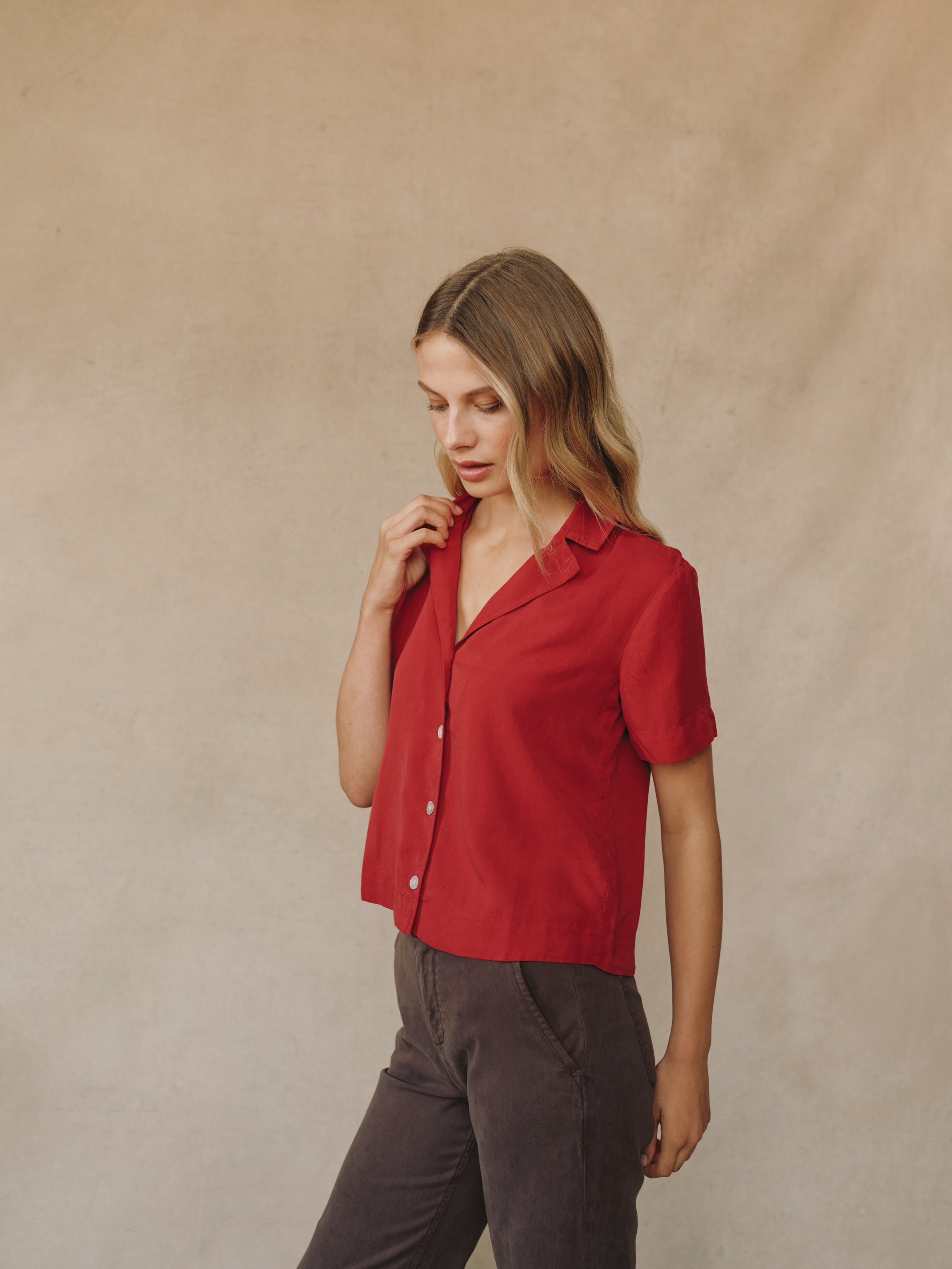 Short Sleeve Flowy Button Down