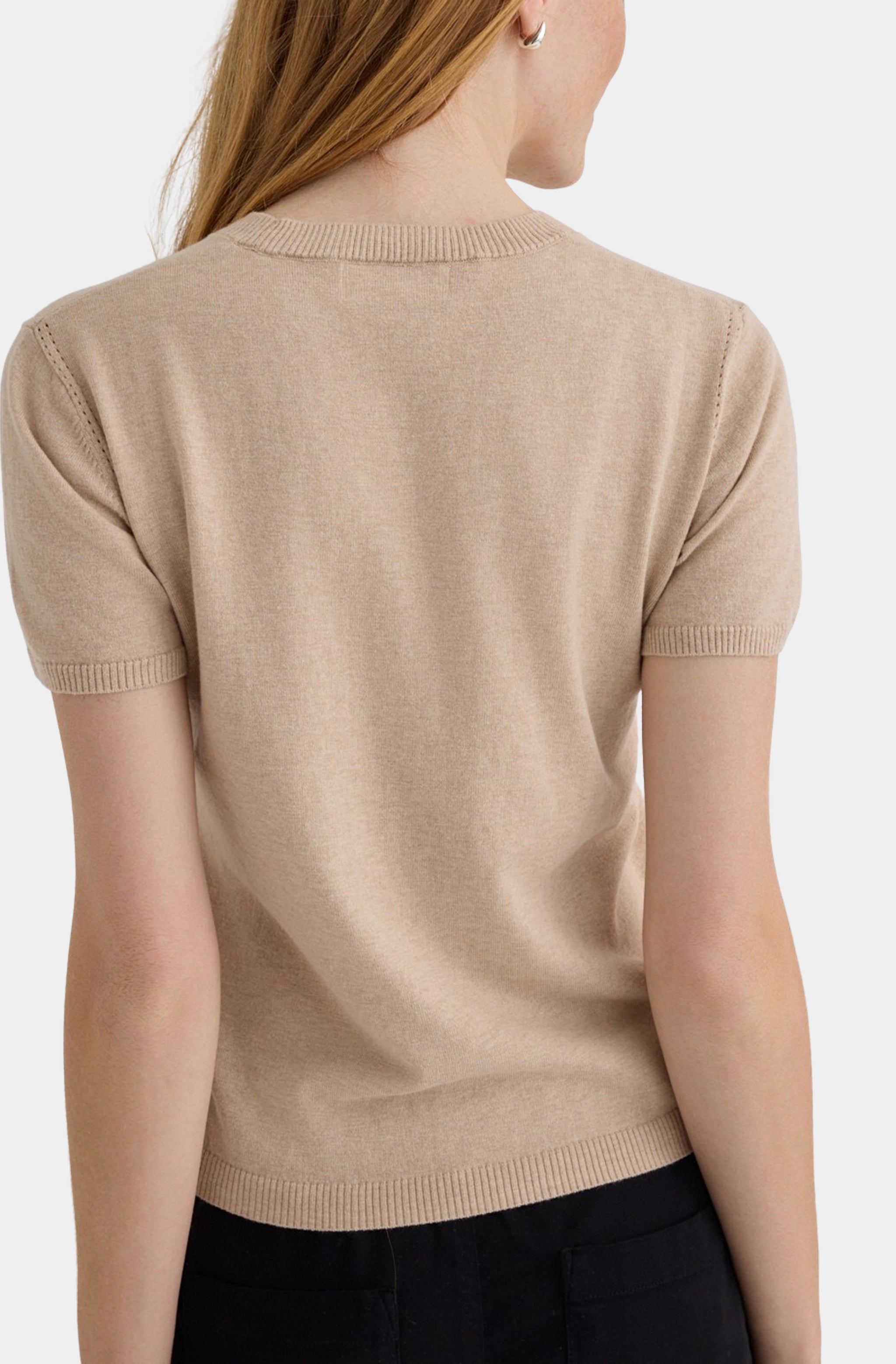 Short Sleeve Crew Neck Knit Top