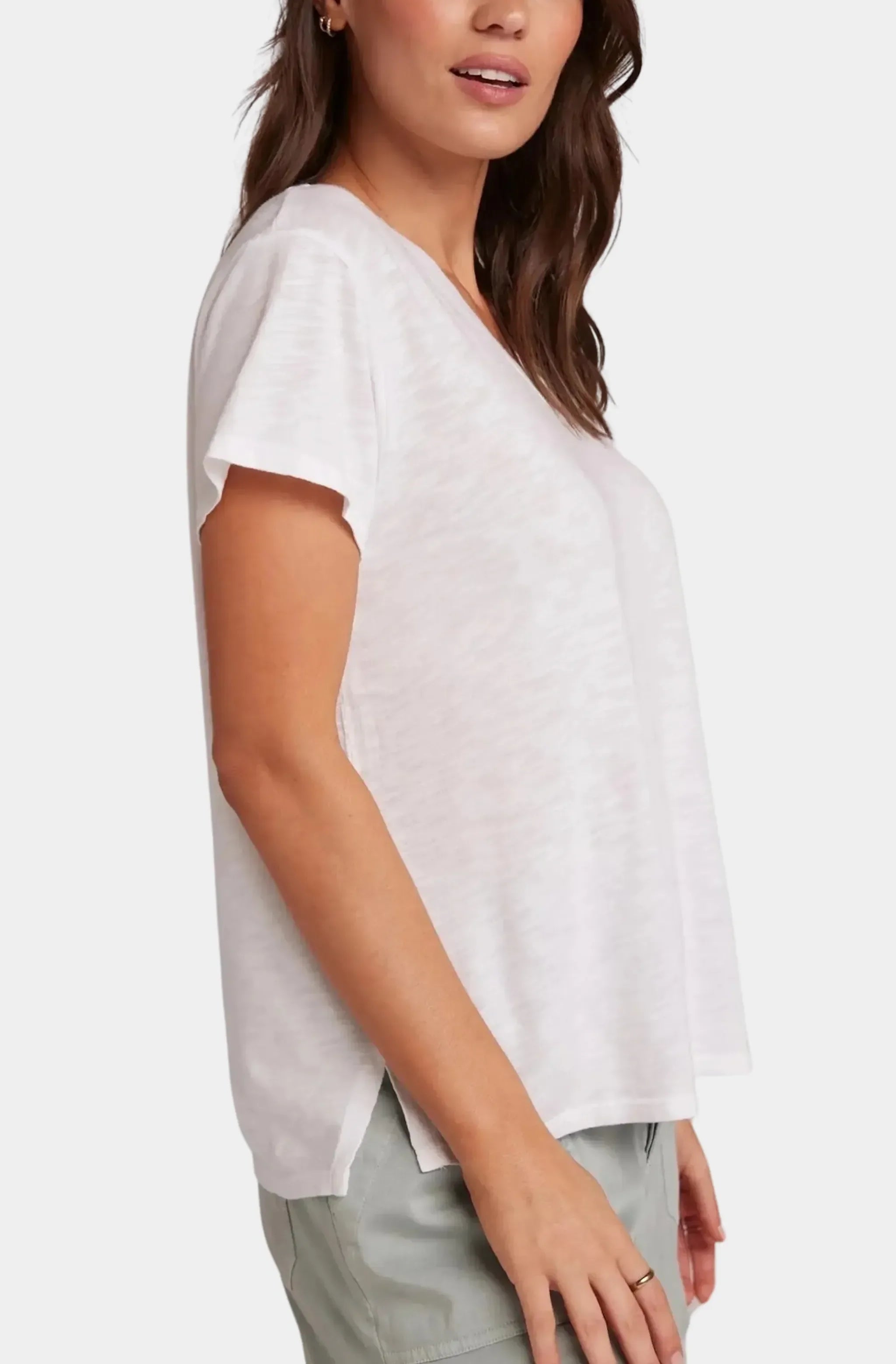 Side Slit V-Neck Tee