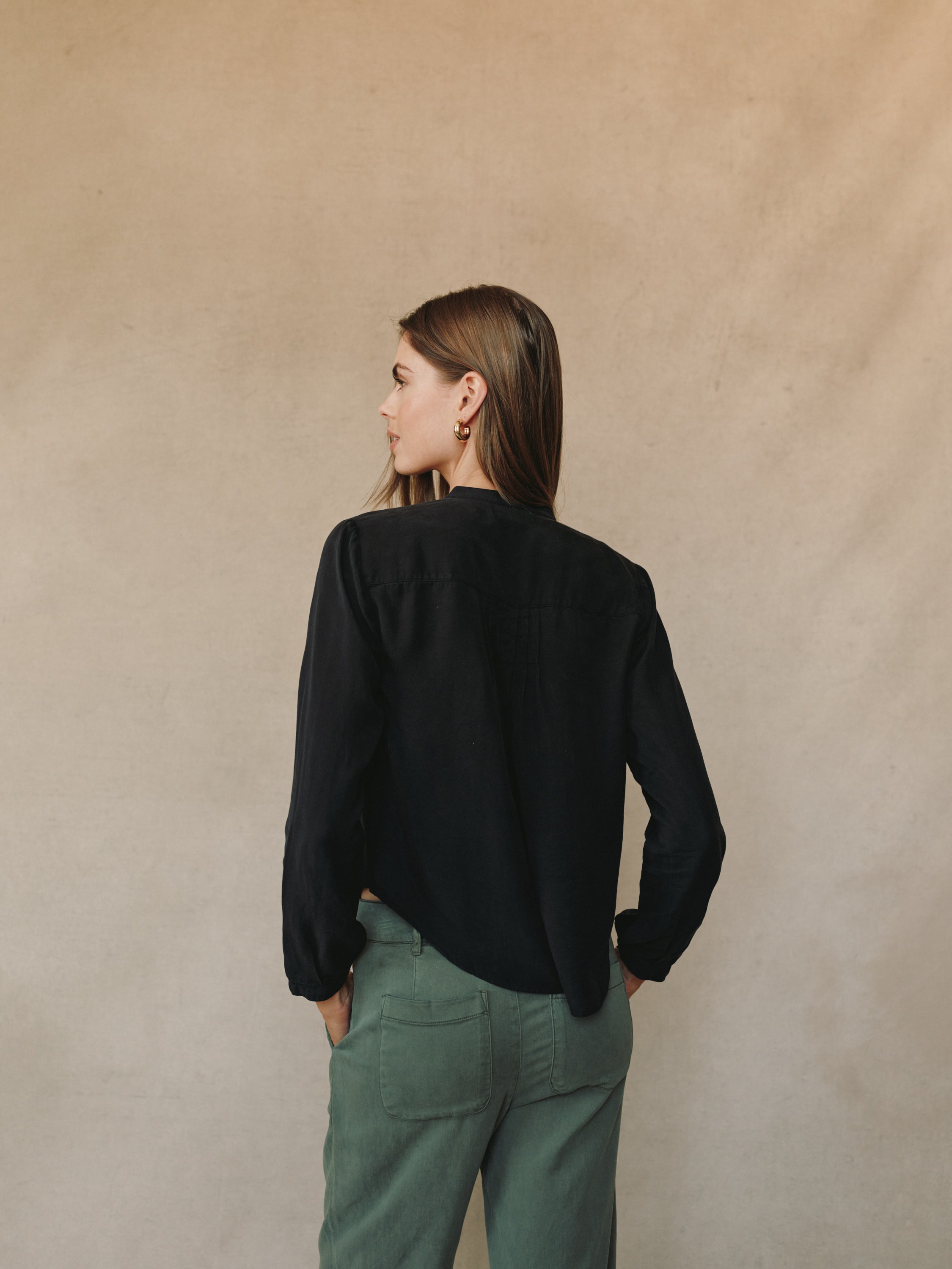 Long Sleeve Pintuck Pullover