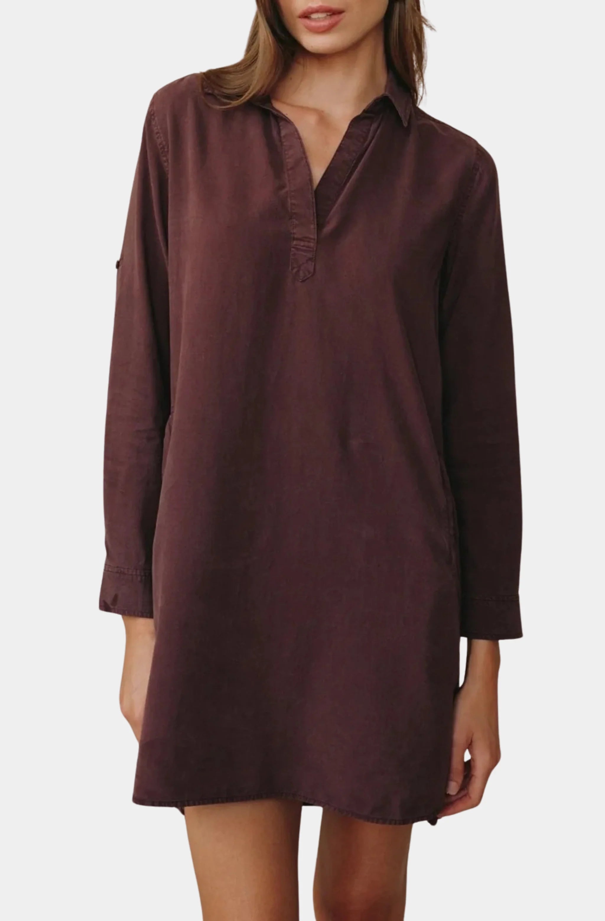 Long Sleeve A-Line Shirt Dress