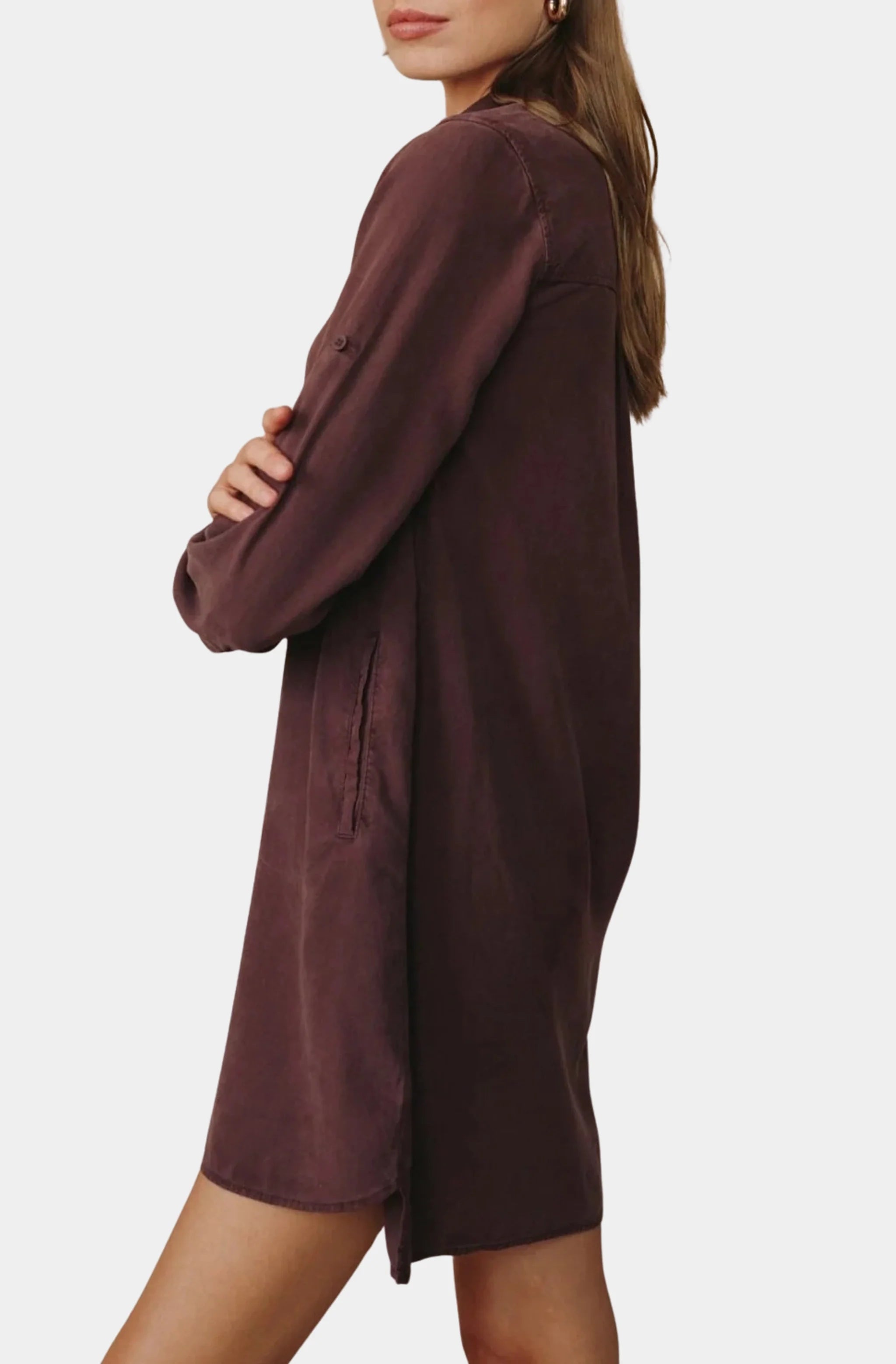 Long Sleeve A-Line Shirt Dress