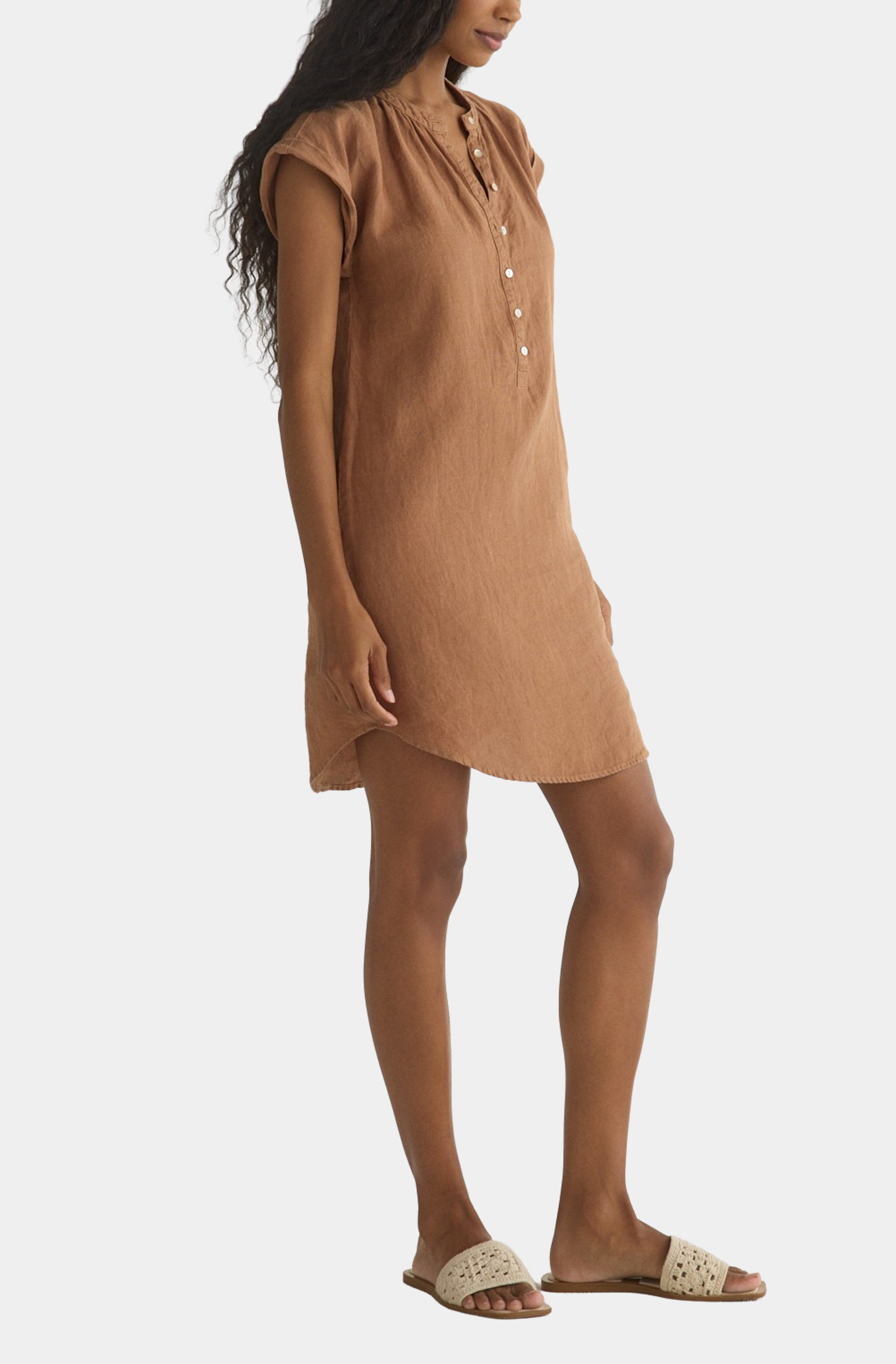 Cap Sleeve Henley Dress