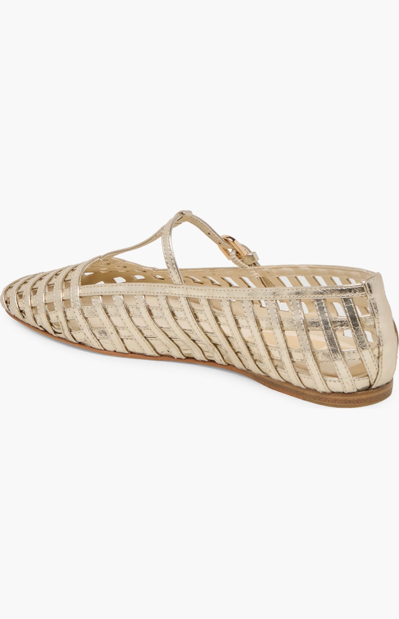 Rains Metallic Woven T-Strap Ballet Flats