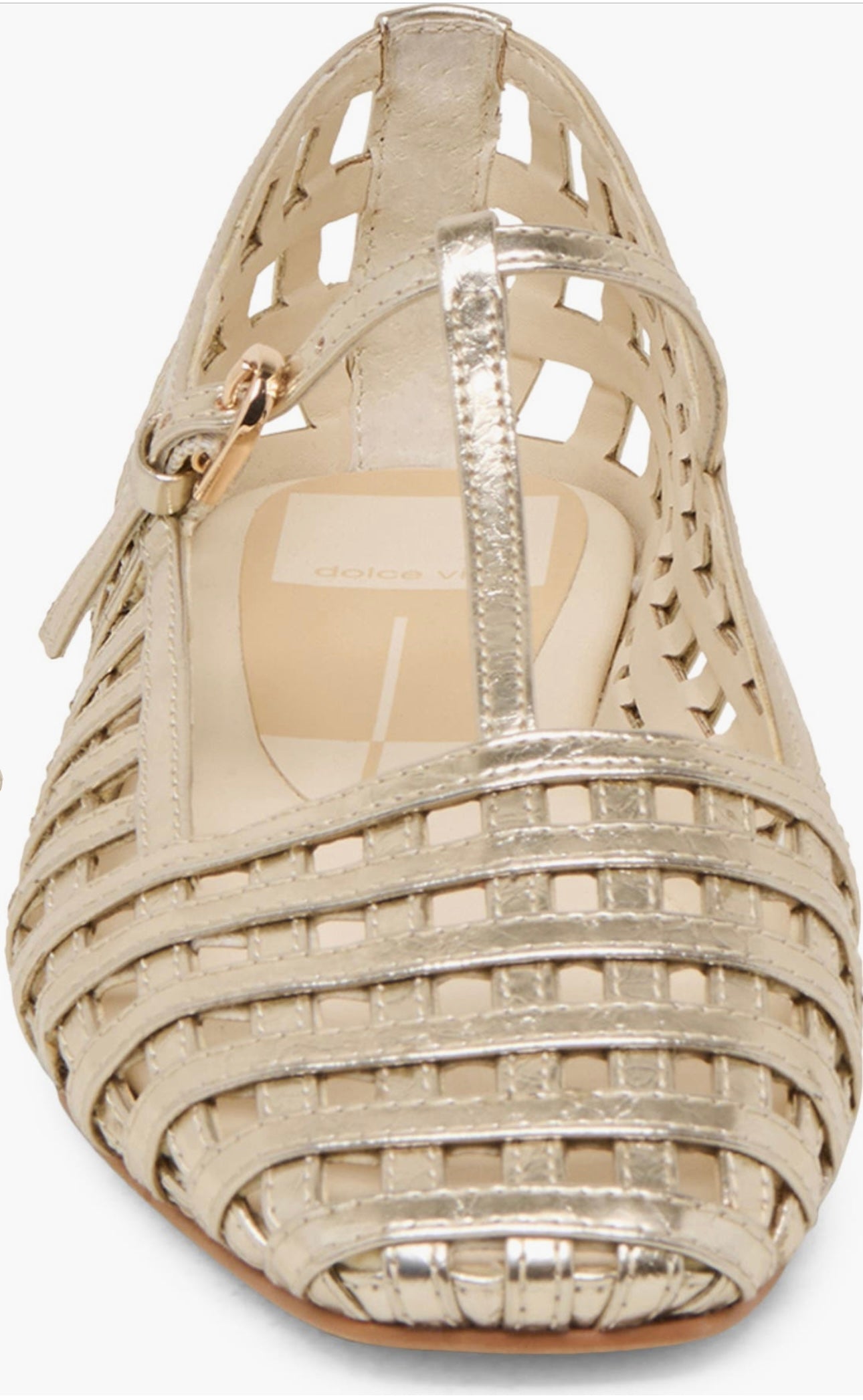 Rains Metallic Woven T-Strap Ballet Flats