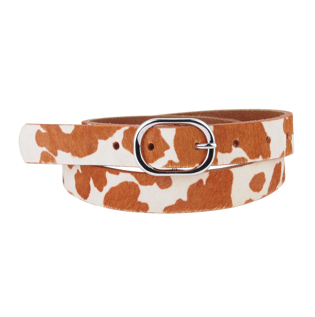 Skinny Cow Calf Hair Genuine Leather Belt