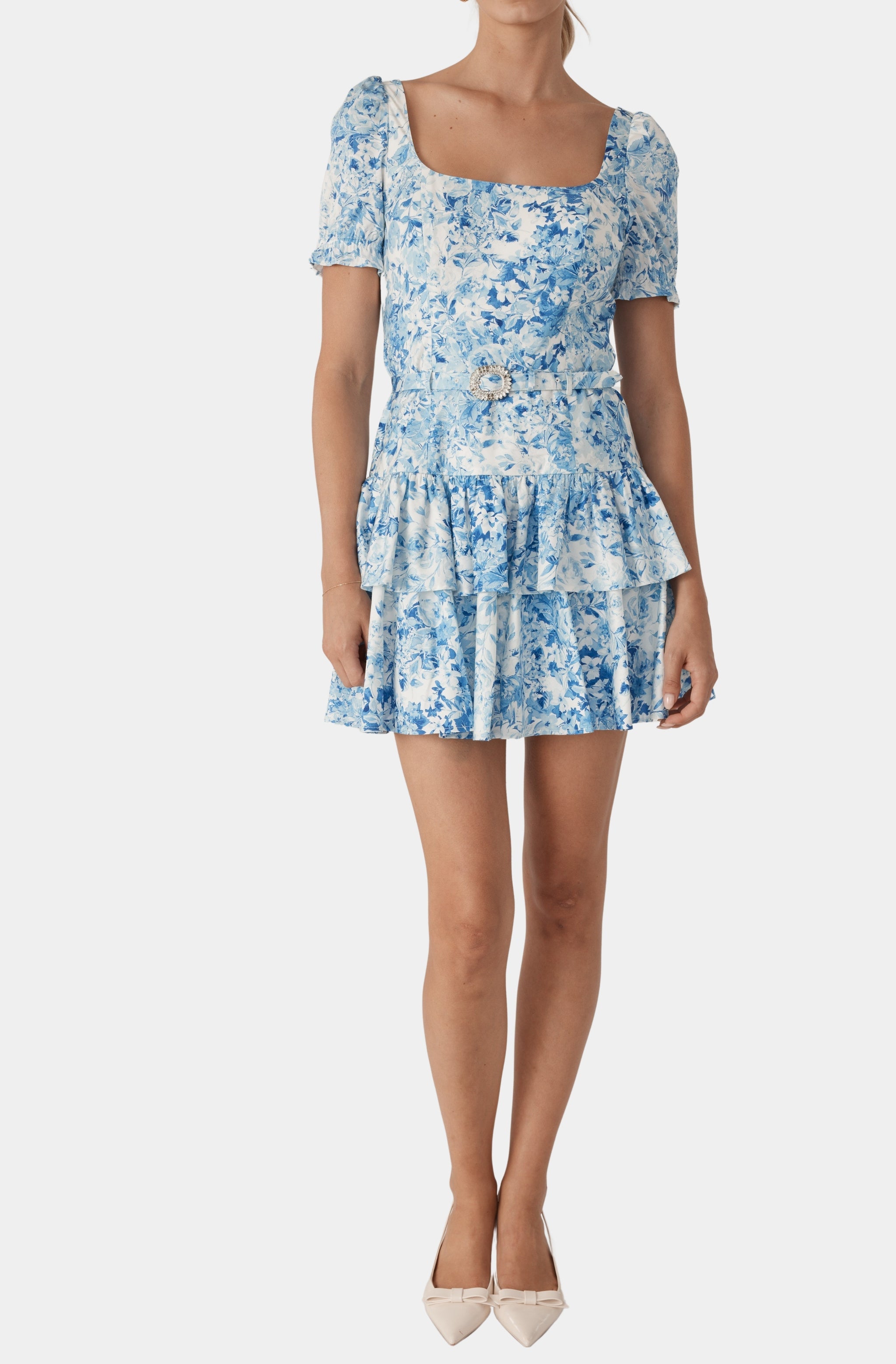 Rosette Floral Poplin Dress