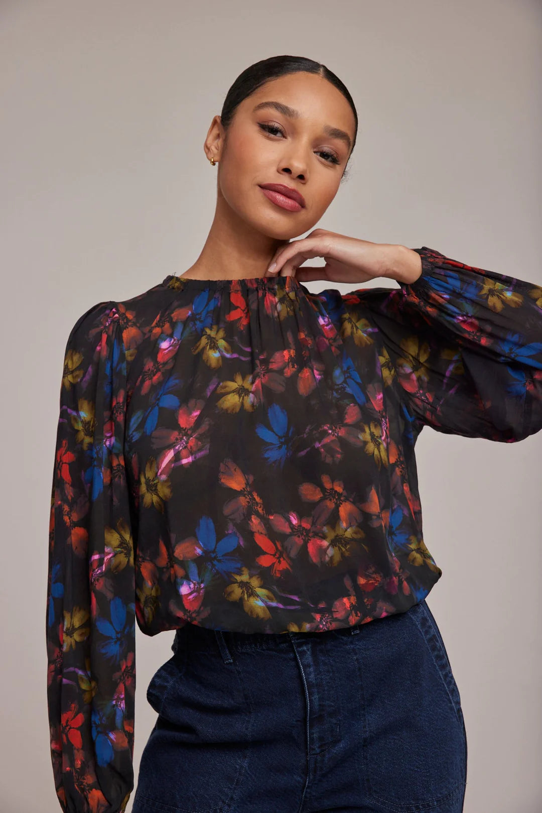 Evening Garden Elastic Shirred Top