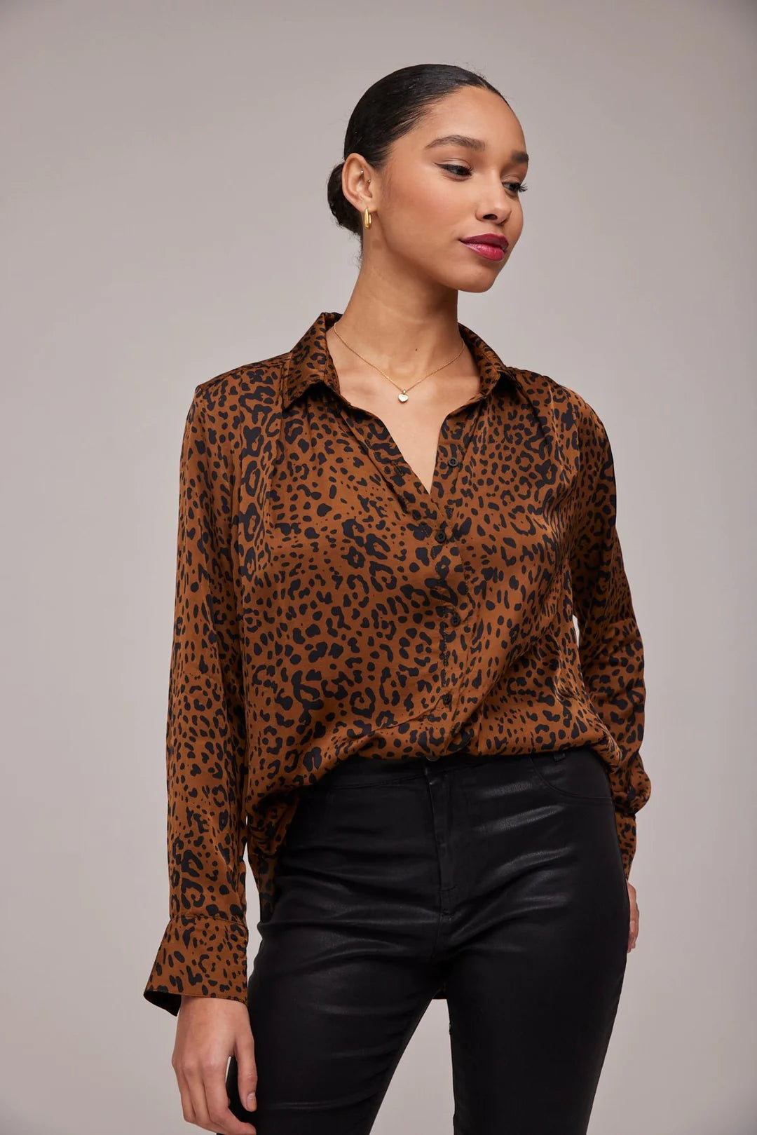 Pleated Button Down Shirt