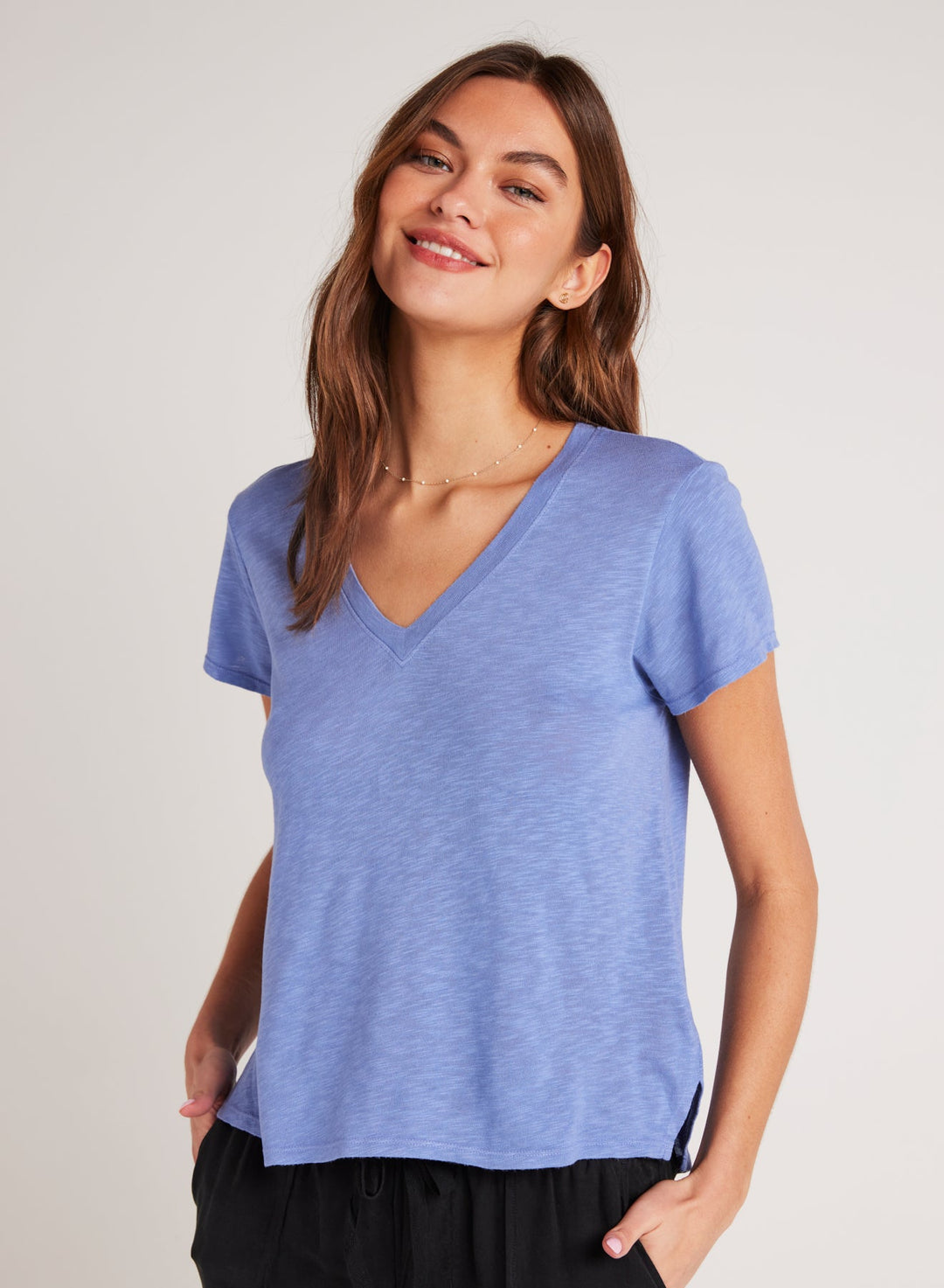 Side Slit V-Neck Tee