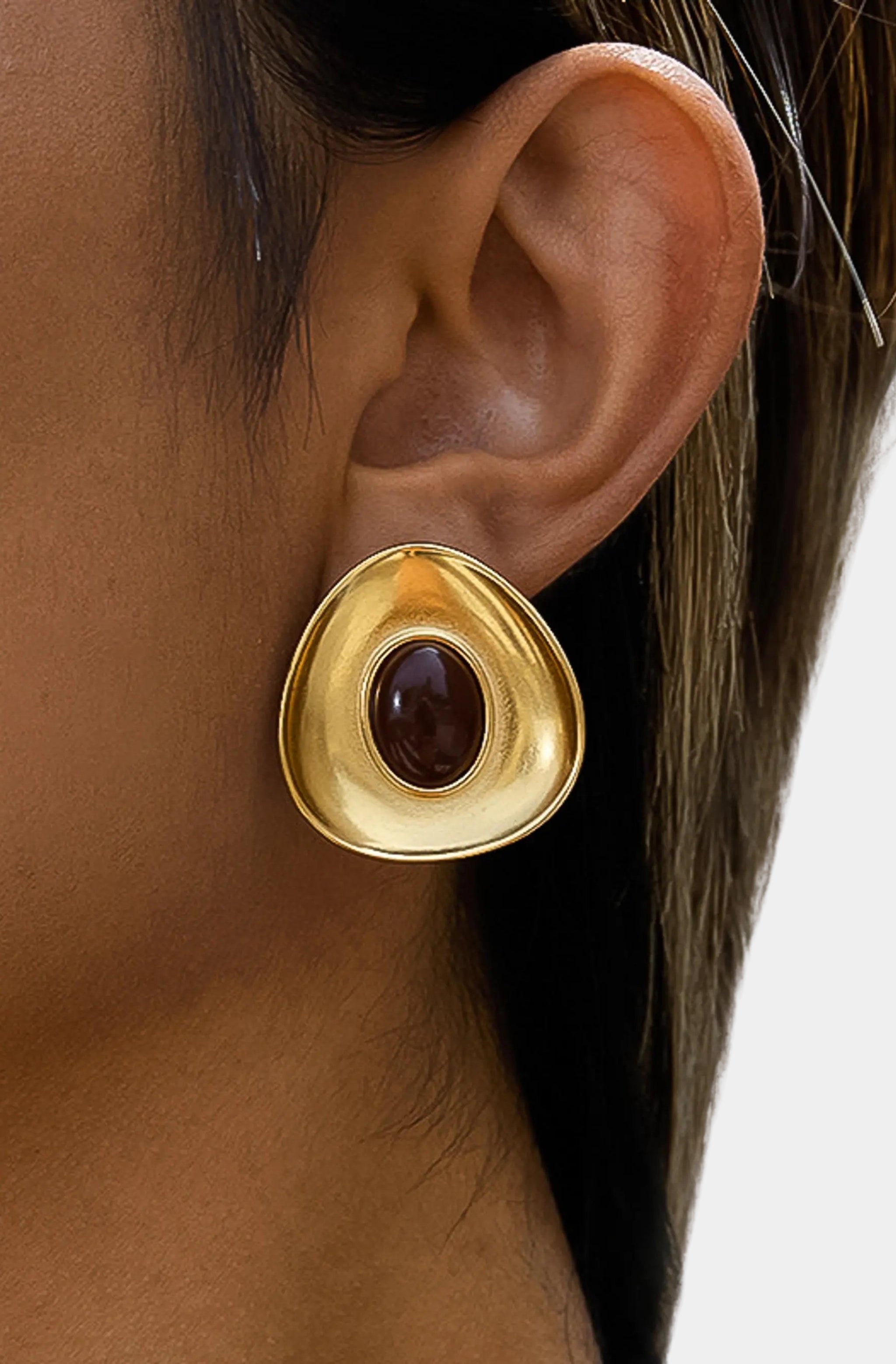 Vionnet Gemstone Oval Earrings