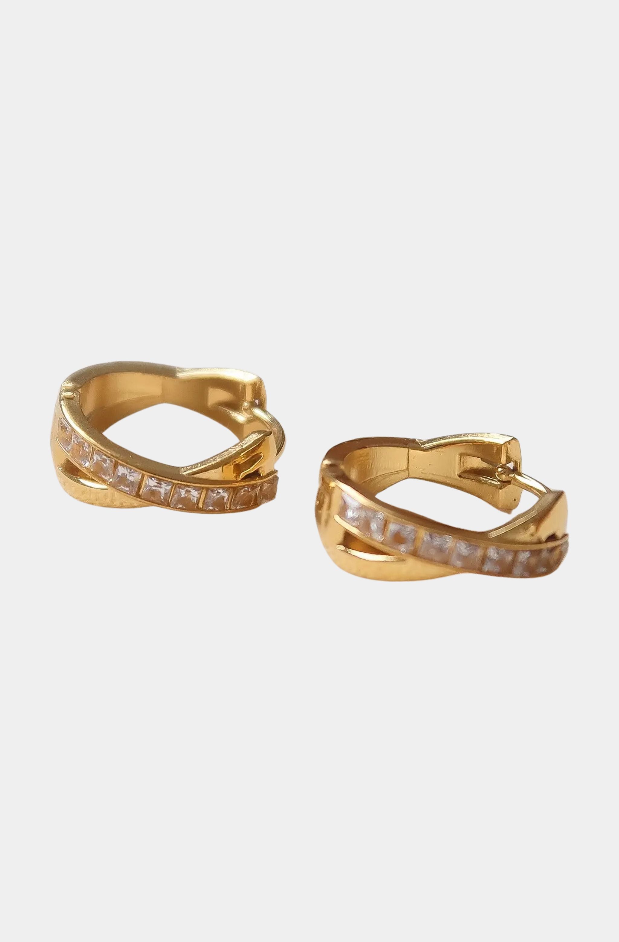Maissac CZ Crossover Huggie Earrings