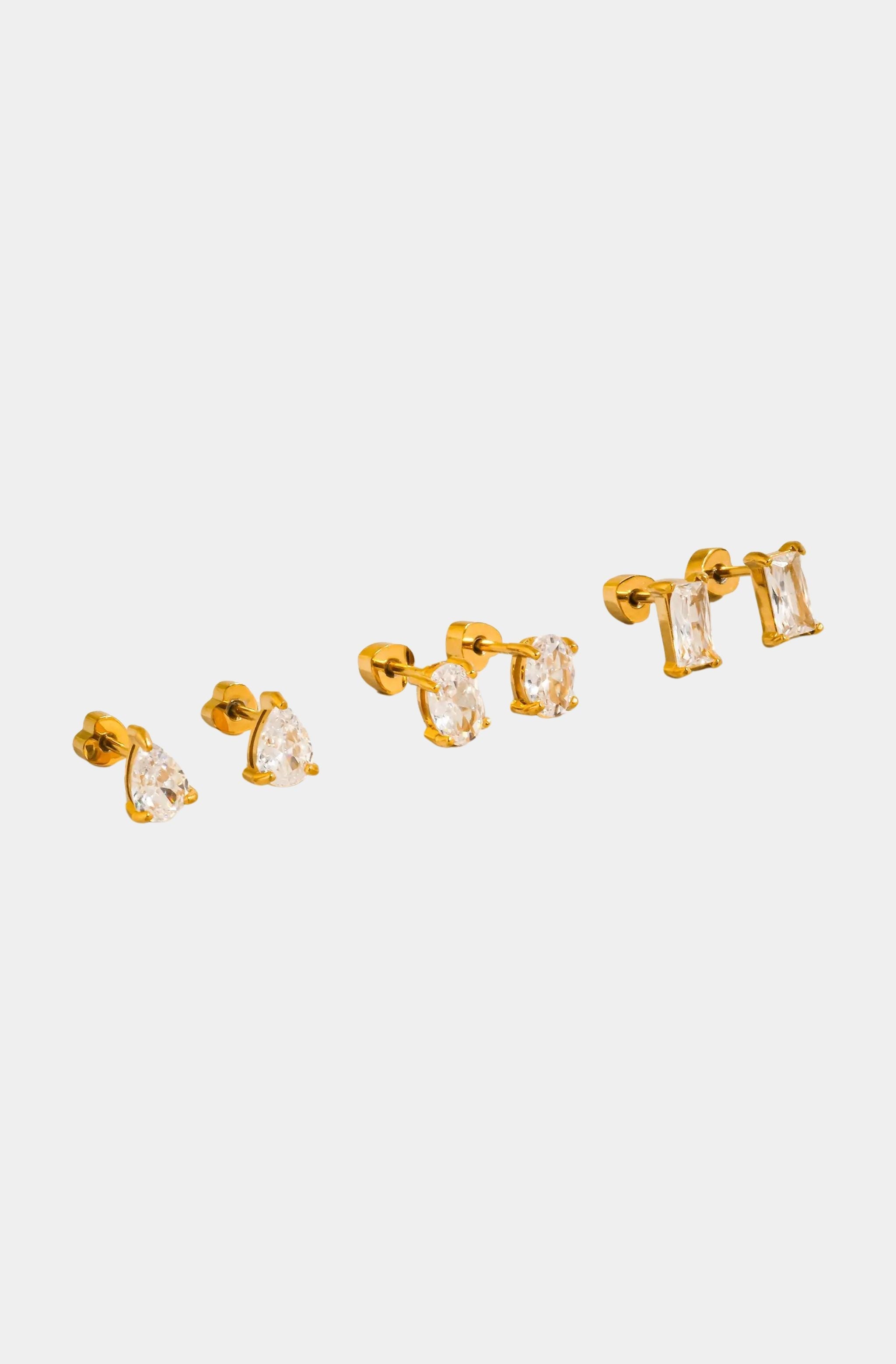 Pureté Pear &amp; Oval CZ Stud Earrings Set