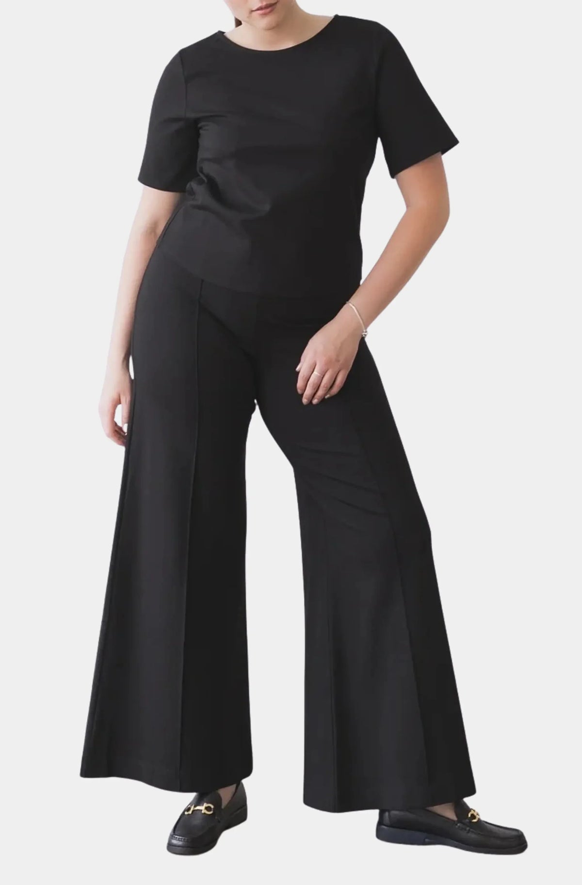 Ponte Knit Standard Wide Leg Pant