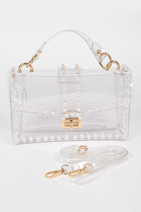 Clear Pearl Stud Handbag