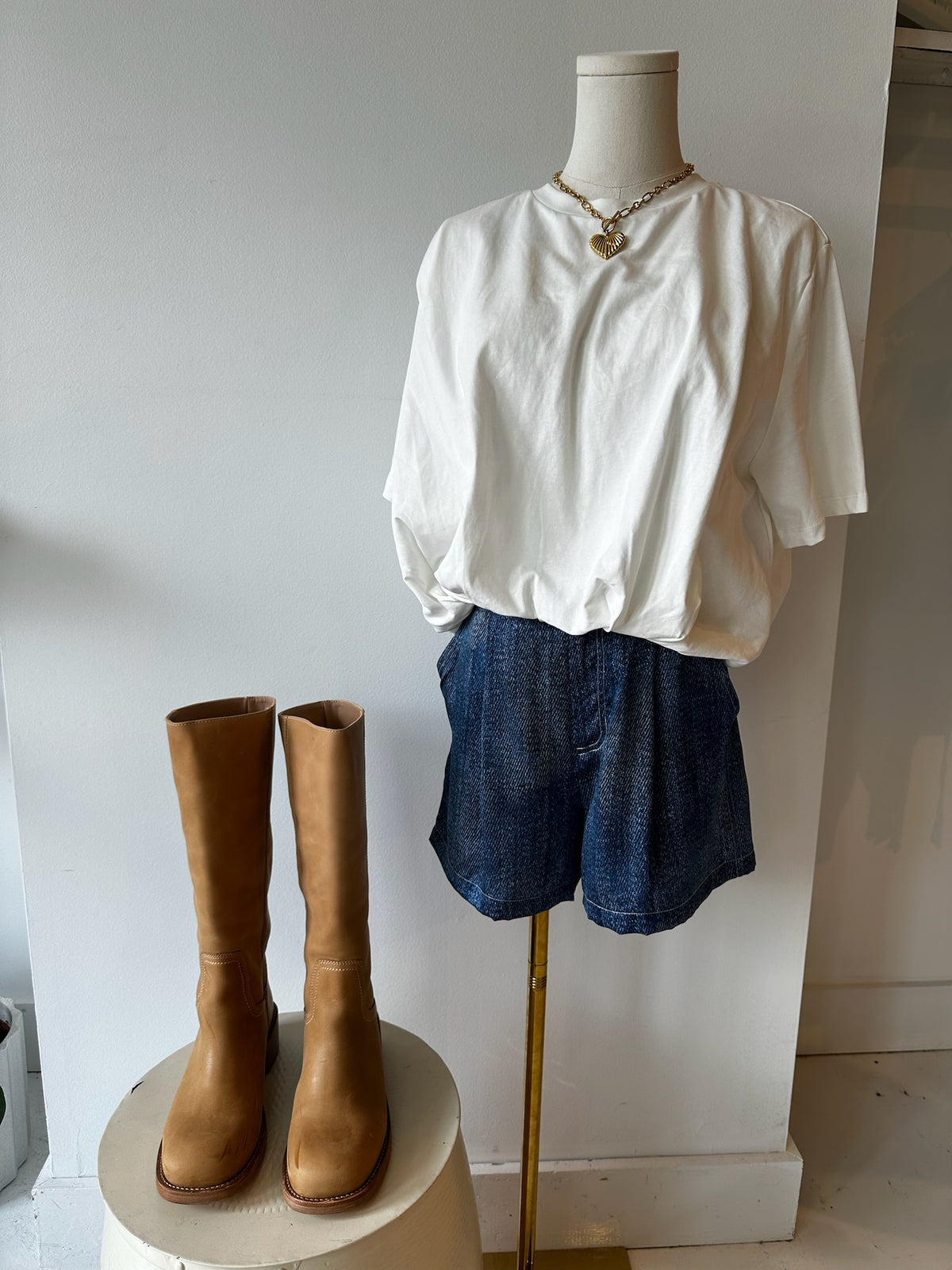 Flare Silk Jean Shorts