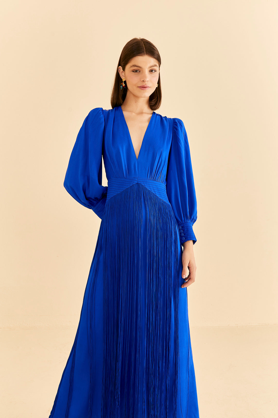 Bright Blue Fringe Maxi Dress