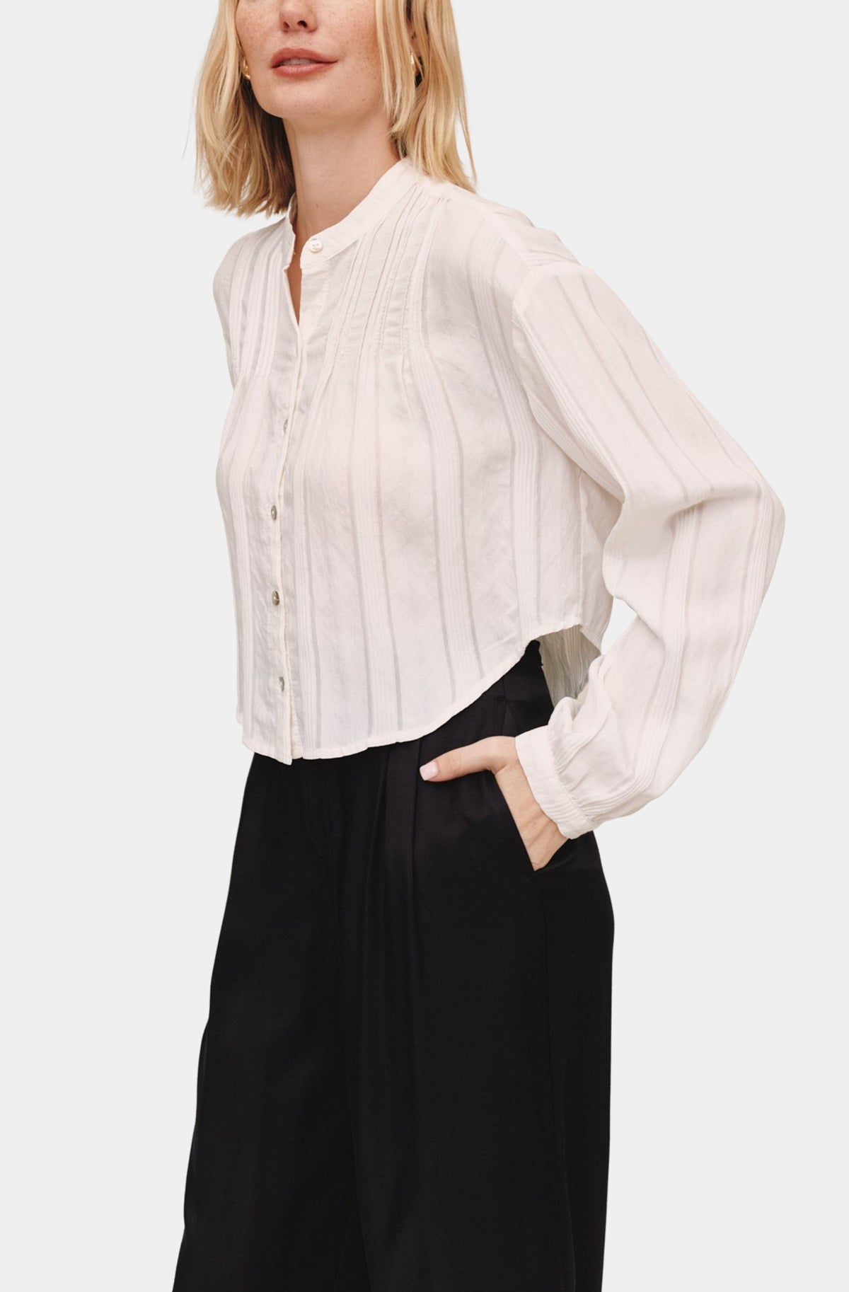 Long Sleeve Pintuck Shirt