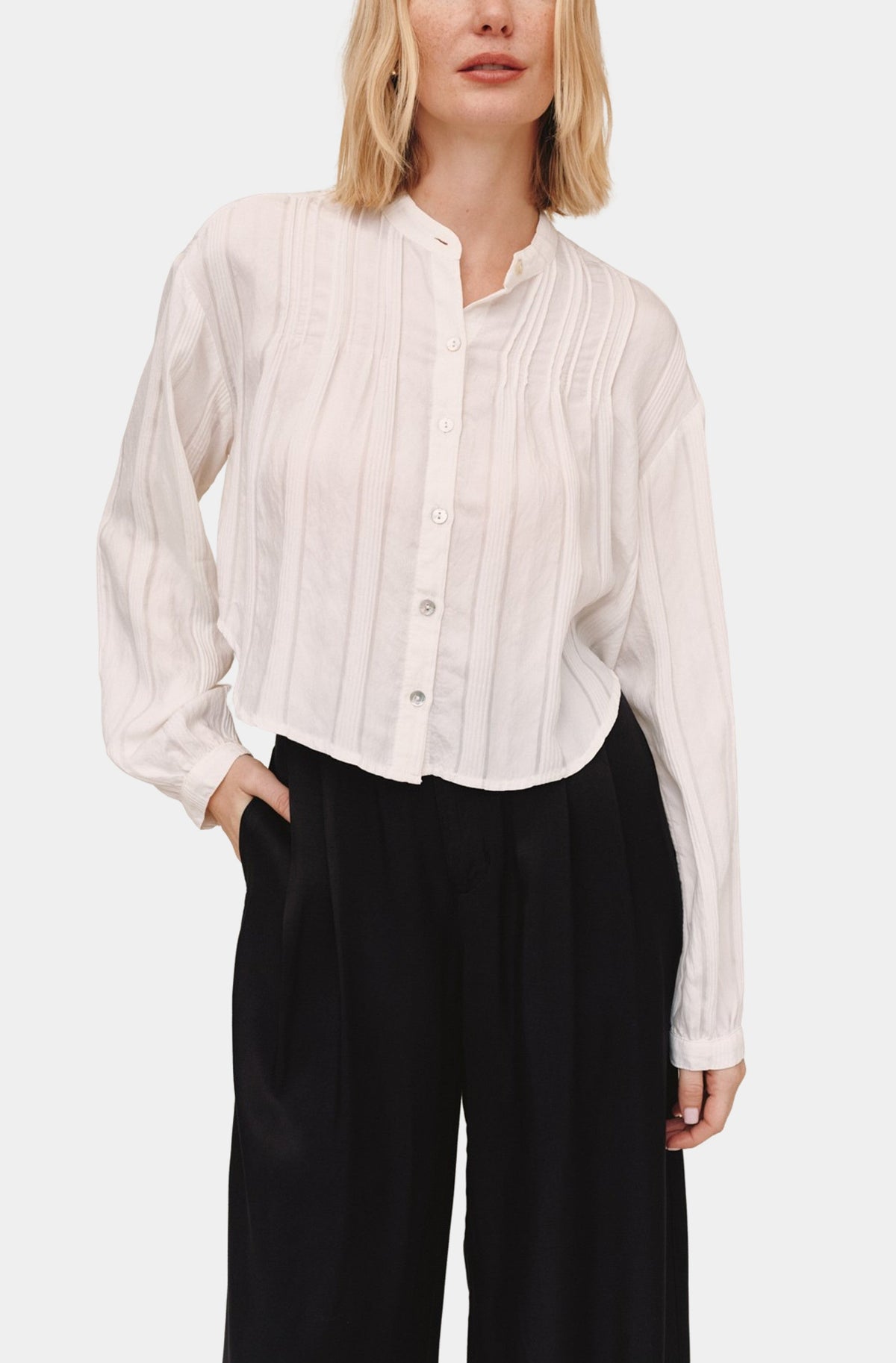Long Sleeve Pintuck Shirt