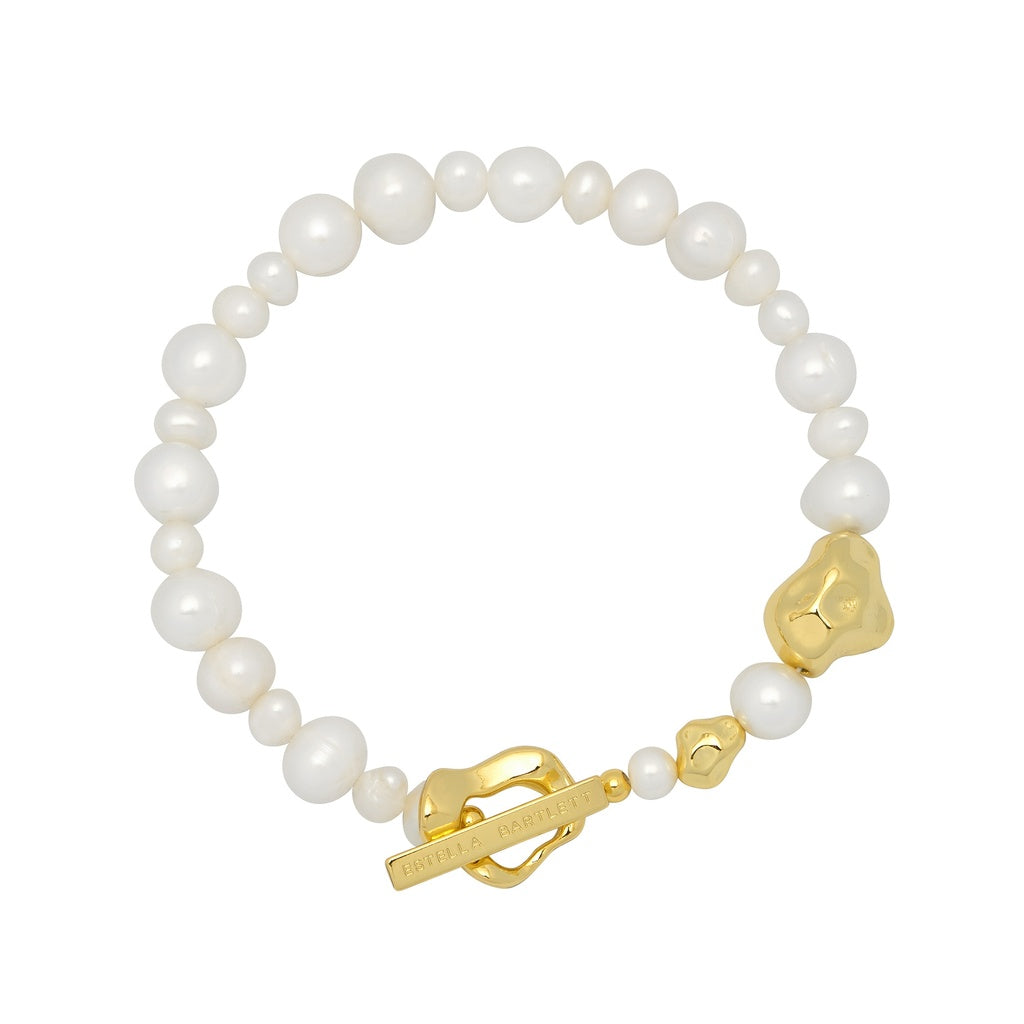 Organic Pearl And Nugget T-Bar Bracelet