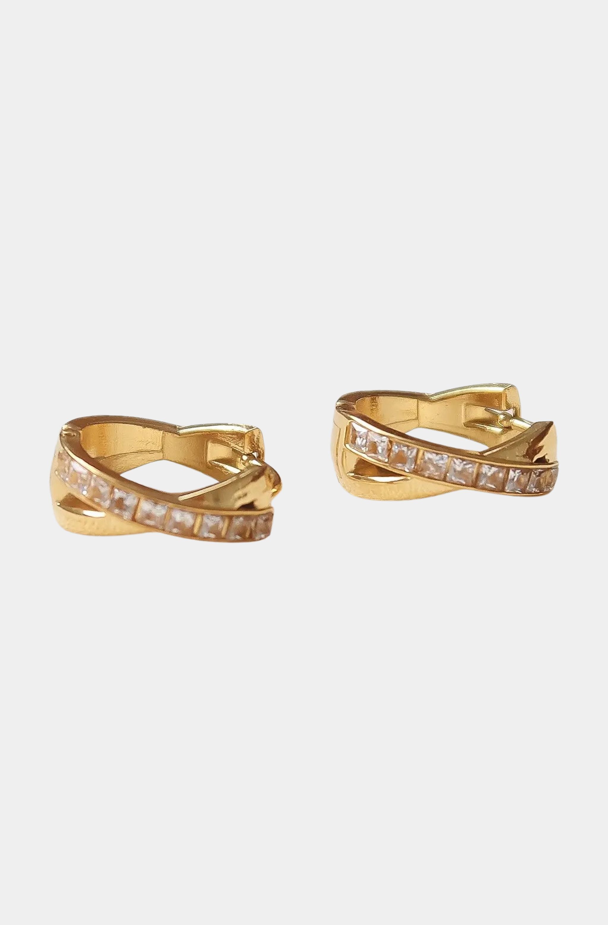 Maissac CZ Crossover Huggie Earrings