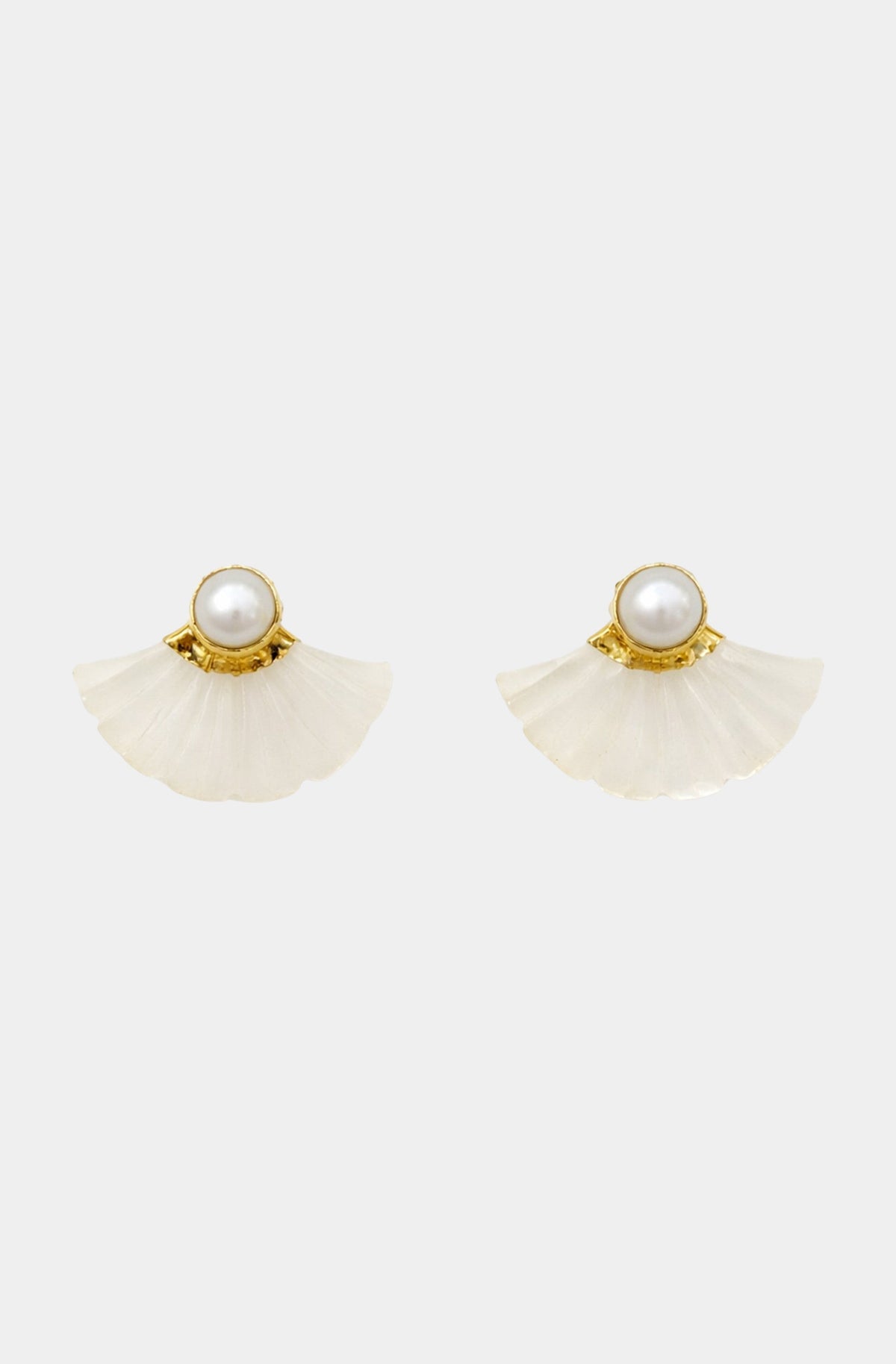 Mother of Pearl Fan Stud Earrings
