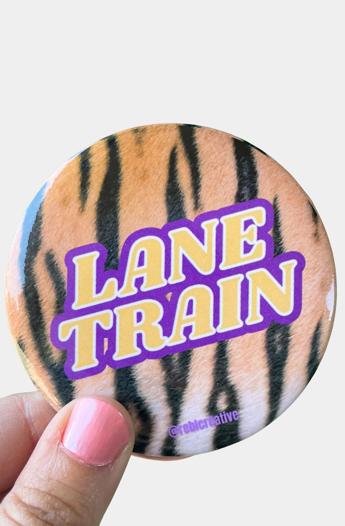Lane Train Tiger Stripe Game Day Button