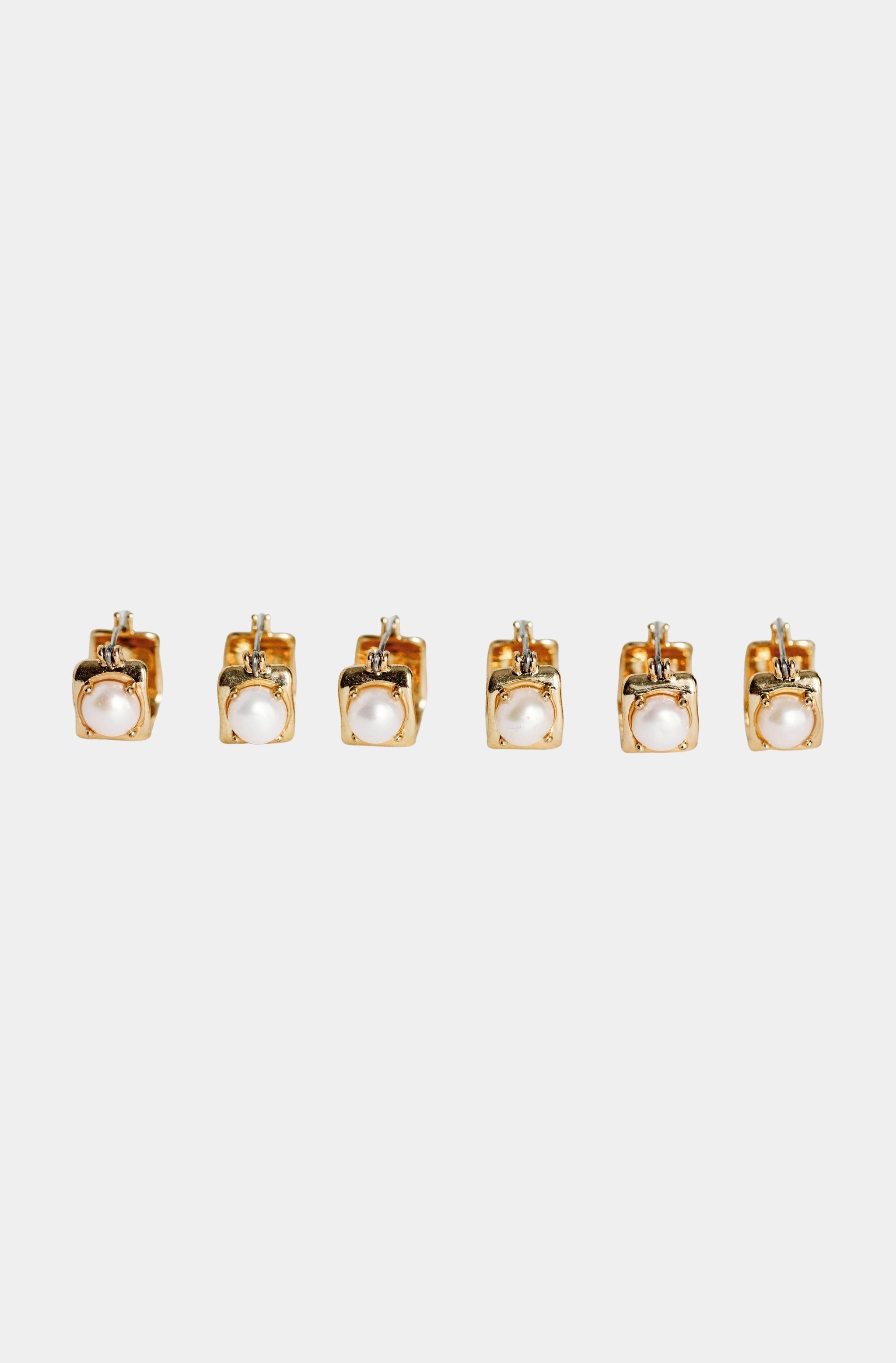 Vintage Mini Square Gold Pearl Huggie Hoop Earrings
