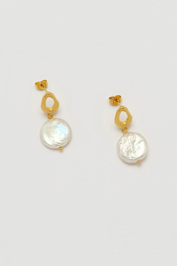 Open Organic Pearl Drop Earrings