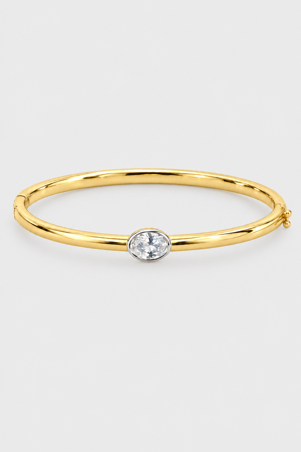 Drew Oval Cut Bezel Two-Tone Bangle, full front view