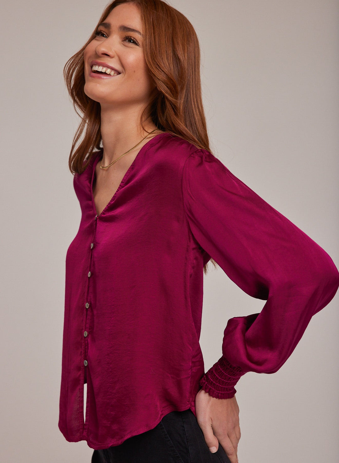 Smocked Cuff Button Down