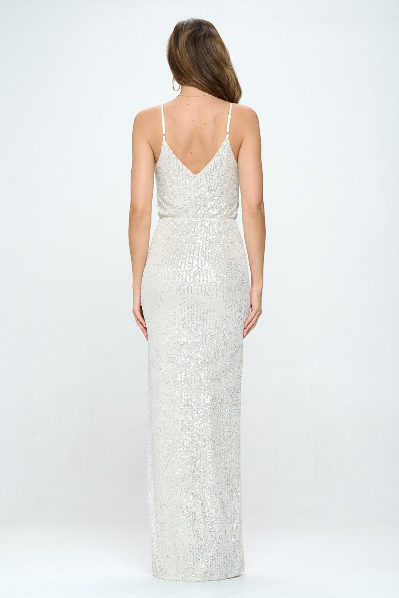 Cream Sequin Formal Gown